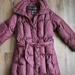 Vintage Sharpe down filled parka burgundy women's long coat Size 8